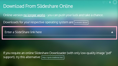 サイトを下のほうにスクロールしていくと、オンラインダウンローダーが表示