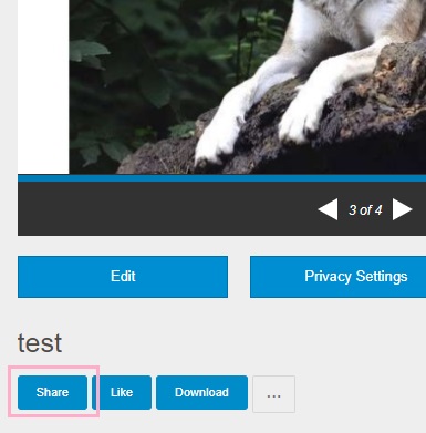 埋め込みたいスライドのページにアクセスして、スライド名の下にある「Share(シェア)」ボタンをクリック