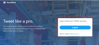 「Log in with your Twitter Account」と表示