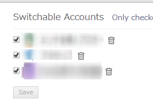 Twitcherにこれまで追加したTwitterアカウントが一覧表示