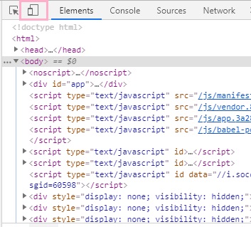 デベロッパーツールの左上に表示されているスマートフォンのアイコン