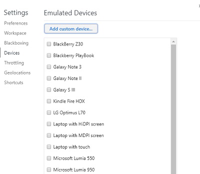 他のスマートフォンのプリセットを選択