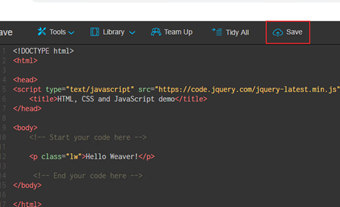 上部メニューの[Save]