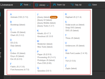 上部メニューの「Library」