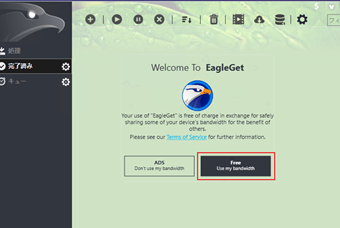 「Welcome To EagleGet」と表示