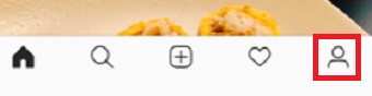 インスタを開き、右下にあるプロフィールのマークをタップ