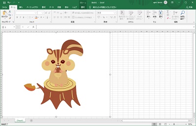 Excelのシートに画像がペーストされた画面