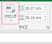 「書式」タブから「トリミング」をクリックして範囲をドラッグして選択