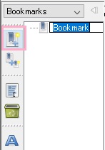 ウィンドウ左側のボタンをクリックし「Bookmark」を作成