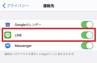 「LINE」をオフにする