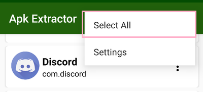 メニューボタンをタップして「Select All」から、すべてのアプリを選択