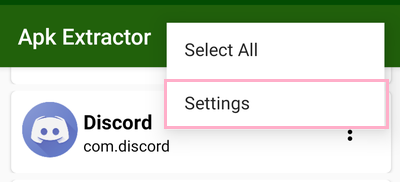 メニューボタンをタップして「Settings」をタップ