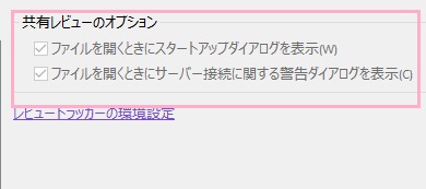 「共有レビューのオプション」項目
