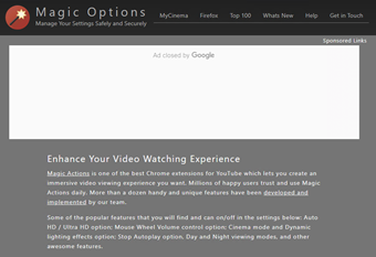 Magic Optionsページ