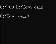 コマンドプロンプトで「Ctrlキー+Vキー」の同時押しでパスを貼り付けEnterを押す