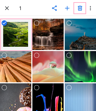 ごみ箱ボタンをタップ