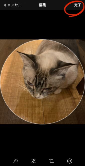 画像の編集が完了したら『完了』をタップ