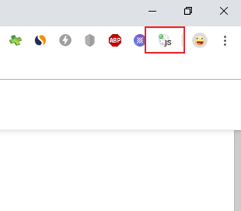 「Quick Javascript Switcher」を追加し、上部メニューのアイコンを確認する