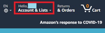 右上の「Hello」と表示されているアカウント名をクリック