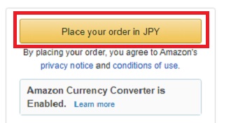 「Place your order in JPY」をクリック