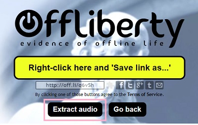 「Extract audio」ボタンをクリック