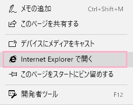 「Intenet Explorerで開く」をクリック