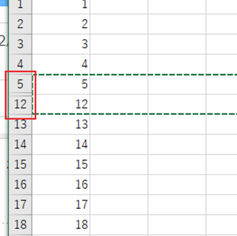 6行目～11行目までが非表示の画面