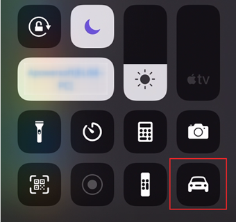 iPhoneのコントロールセンターのドライブモードの切り替えボタン