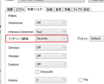インターレースを解除する