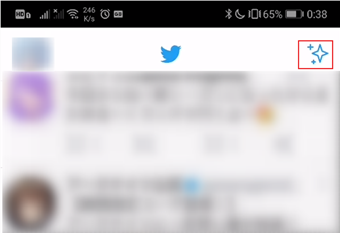 Twitterホーム右上のキラキラアイコンをタップ