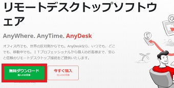 AnyDeskが開いたら「無料ダウンロード」をクリック