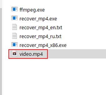 修復したい動画ファイルをrecover_mp4とffmpegがあるフォルダに移動する