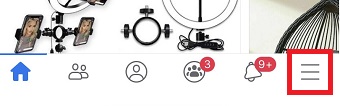 Facebookのアプリを開き右下の3本線をタップ