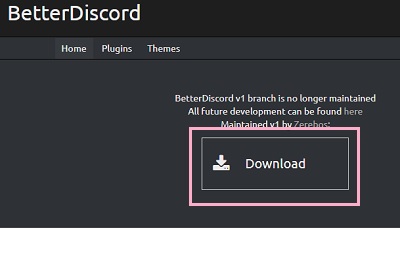 BetterDiscord公式サイトにアクセスして、「Download」ボタンをクリック