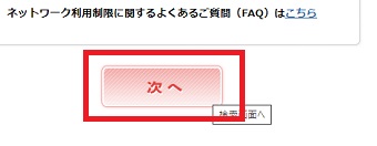 「ネットワーク利用制限確認サイト」が開いたら、一番下の「次へ」をクリック