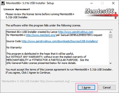 「License Agreement」画面で「I Agree」をクリック