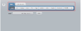 変換先の動画形式を指定する