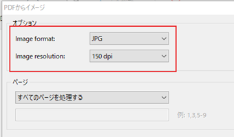 画像形式と解像度を選択する