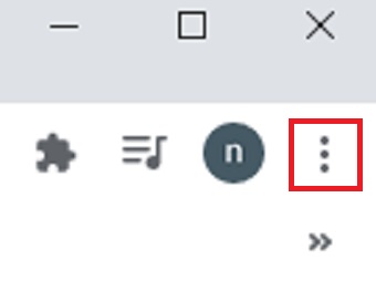 Chromeを起動させ右上の点が3つ並んでいる部分をクリック