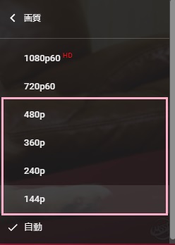 YouTubeの画質の一覧