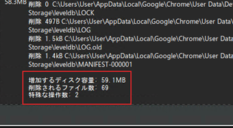 増加するディスク容量の表示