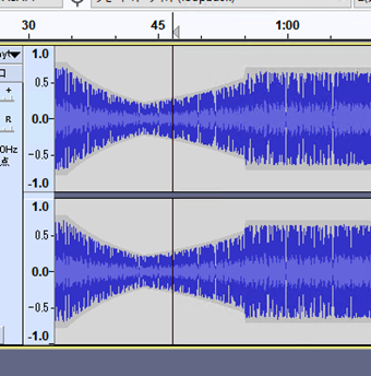 無音部分を挿入したい再生位置をクリック