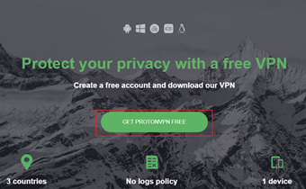 [GET PROTONVPN FREE]をクリック