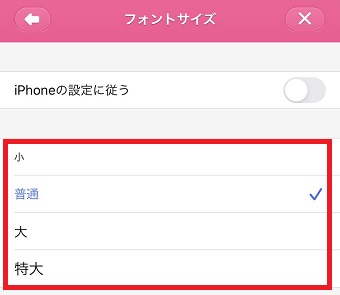 文字サイズを選択