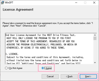 「License Agreement」の「I Agree」をクリック→「Next」をクリック