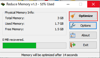 [Optimize]をクリック