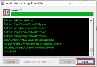 インストール完了の画面