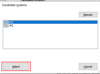 Hostnameを選択して[Select]をクリック