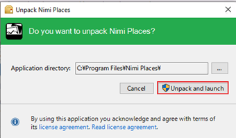 [Unpack and launch]をクリック