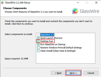 コンポーネントの選択画面